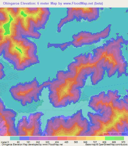 Ohingaroa,New Zealand Elevation Map