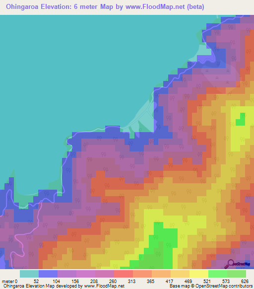 Ohingaroa,New Zealand Elevation Map