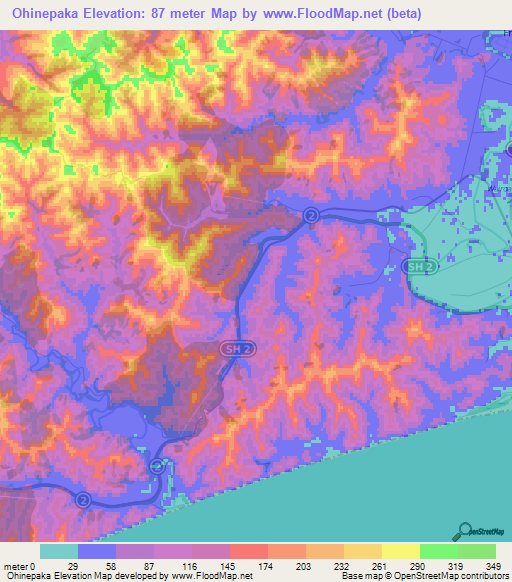 Ohinepaka,New Zealand Elevation Map