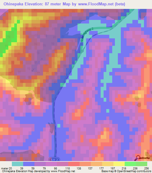 Ohinepaka,New Zealand Elevation Map