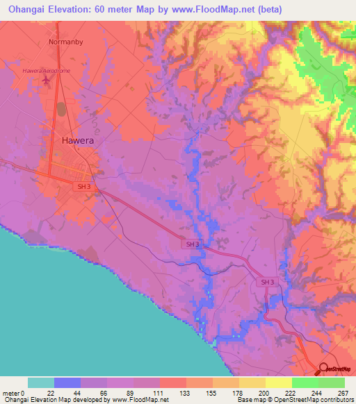 Ohangai,New Zealand Elevation Map