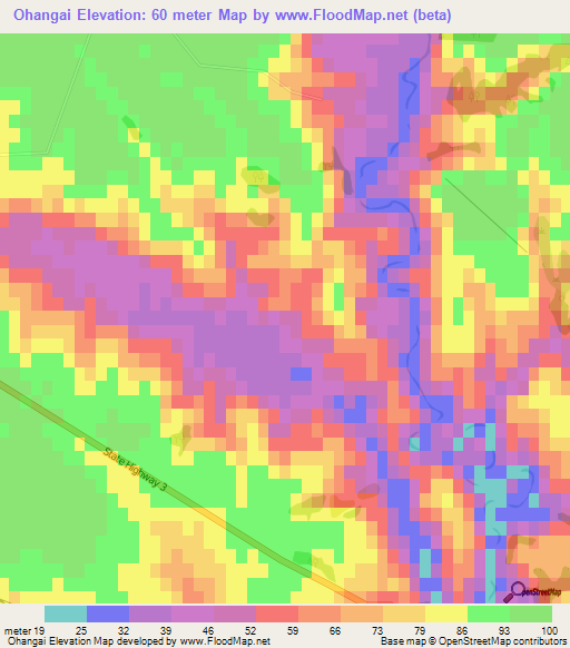 Ohangai,New Zealand Elevation Map
