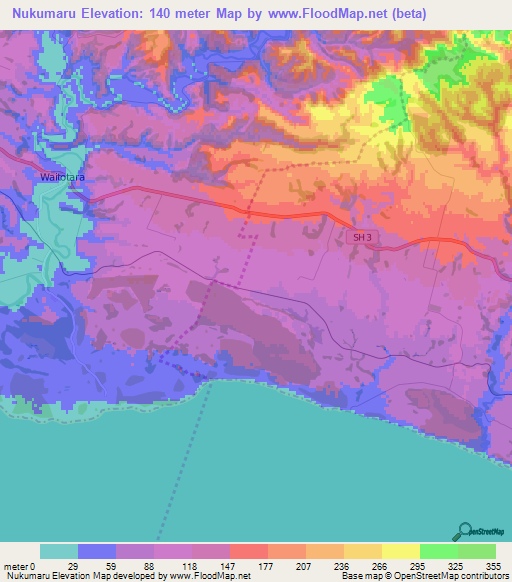 Nukumaru,New Zealand Elevation Map