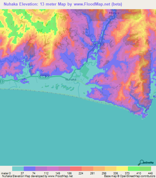 Nuhaka,New Zealand Elevation Map