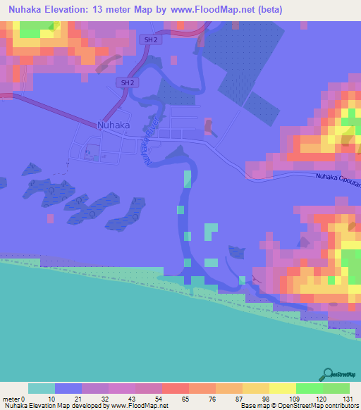 Nuhaka,New Zealand Elevation Map