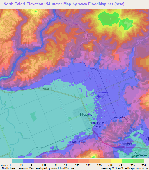North Taieri,New Zealand Elevation Map