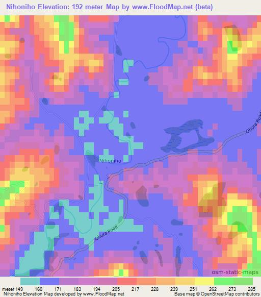Nihoniho,New Zealand Elevation Map