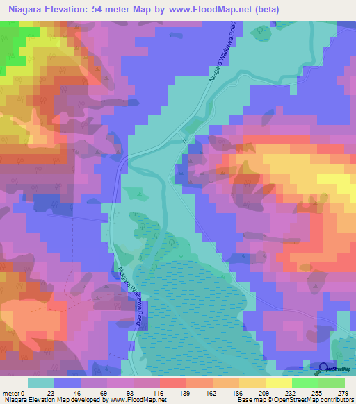 Niagara,New Zealand Elevation Map