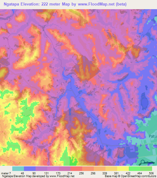 Ngatapa,New Zealand Elevation Map