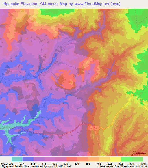 Ngapuke,New Zealand Elevation Map
