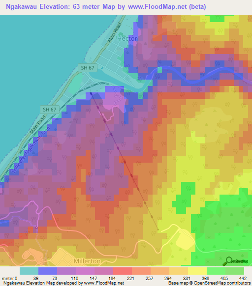 Ngakawau,New Zealand Elevation Map