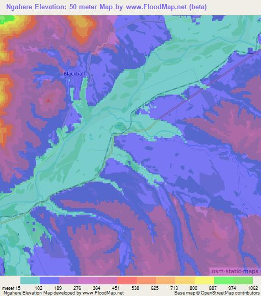 Ngahere,New Zealand Elevation Map