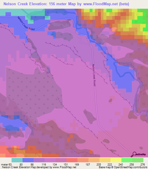 Nelson Creek,New Zealand Elevation Map