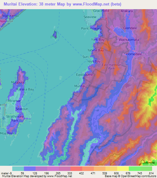 Muritai,New Zealand Elevation Map