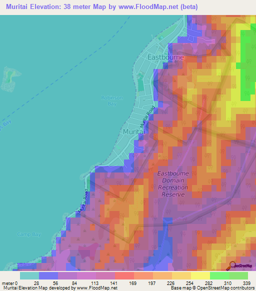 Muritai,New Zealand Elevation Map