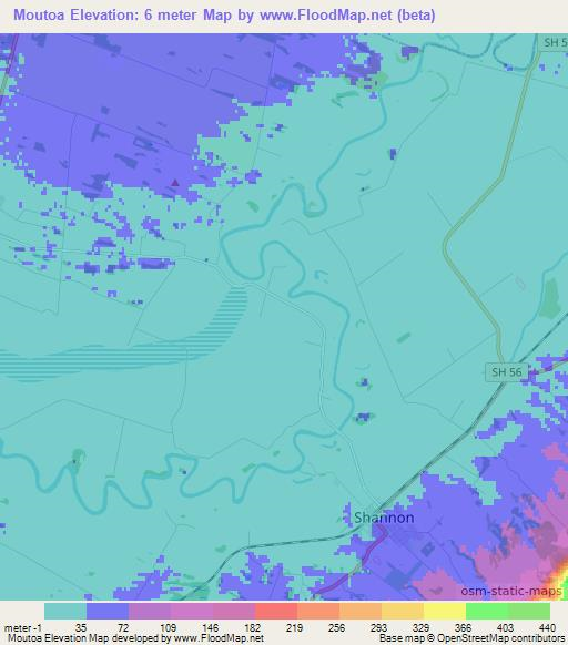 Moutoa,New Zealand Elevation Map