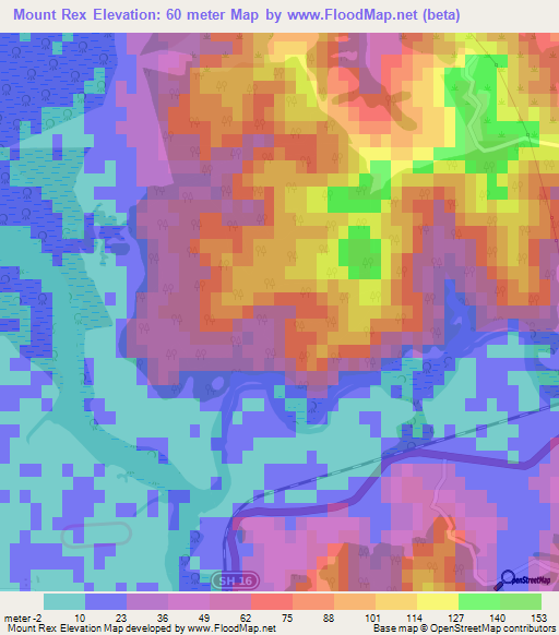 Mount Rex,New Zealand Elevation Map