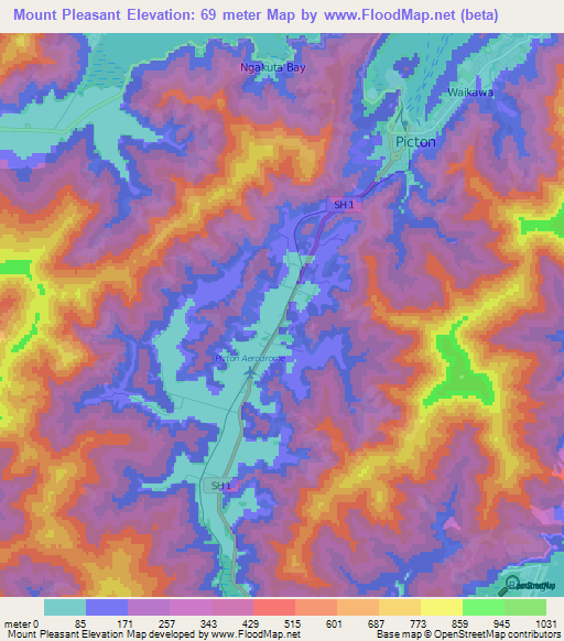 Mount Pleasant,New Zealand Elevation Map