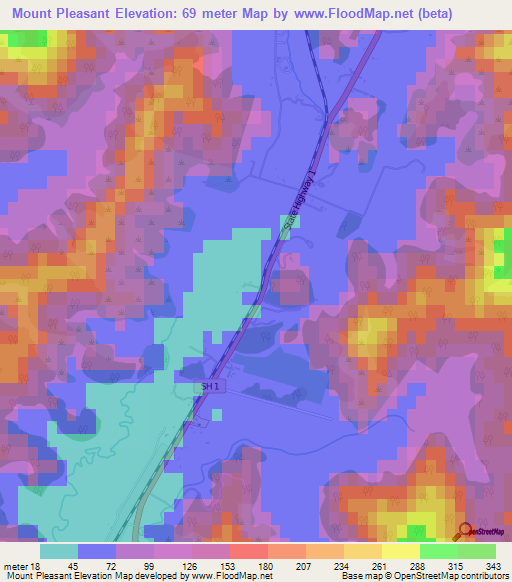 Mount Pleasant,New Zealand Elevation Map