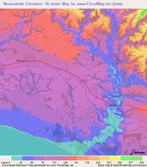 Moumahaki,New Zealand Elevation Map