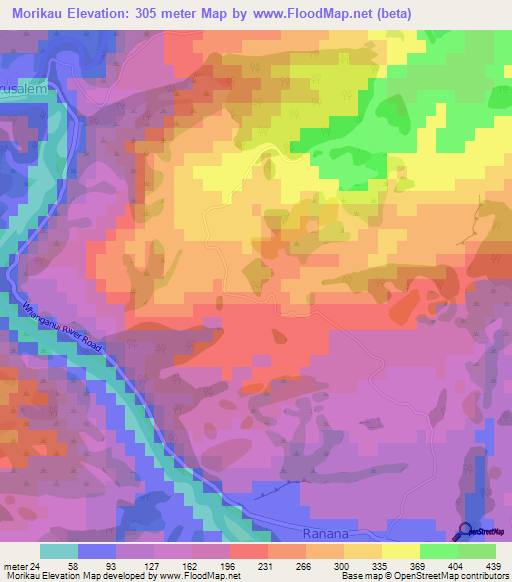 Morikau,New Zealand Elevation Map