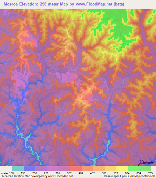Moeroa,New Zealand Elevation Map