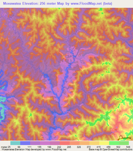 Moeawatea,New Zealand Elevation Map