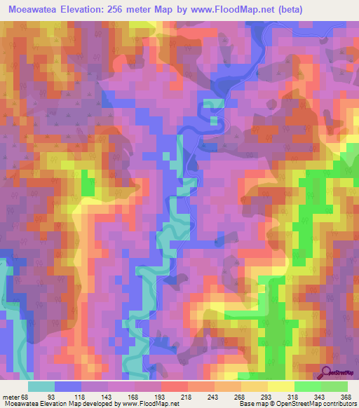 Moeawatea,New Zealand Elevation Map