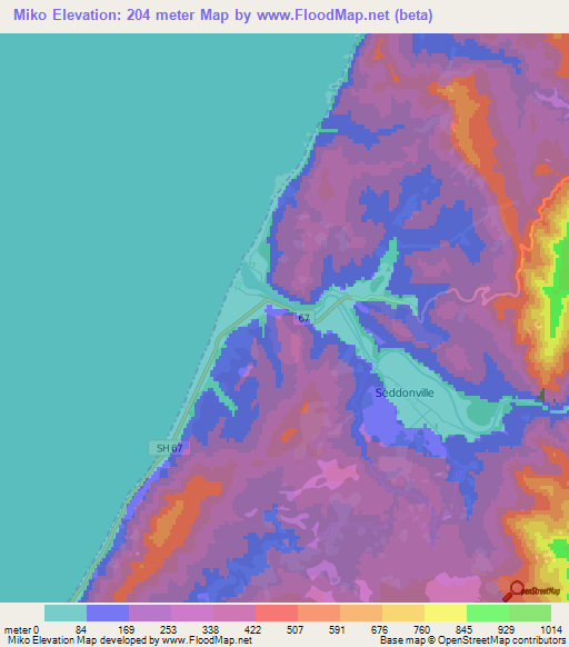 Miko,New Zealand Elevation Map