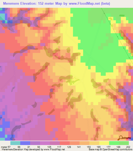 Meremere,New Zealand Elevation Map
