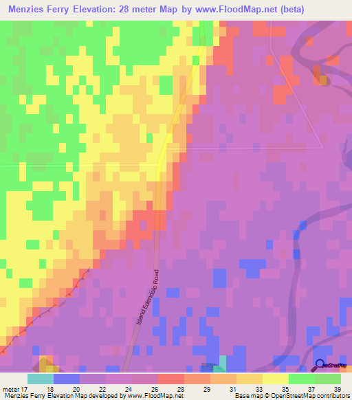 Menzies Ferry,New Zealand Elevation Map