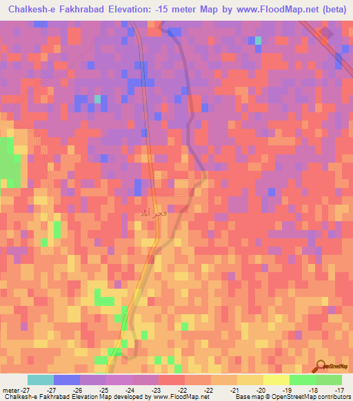 Chalkesh-e Fakhrabad,Iran Elevation Map