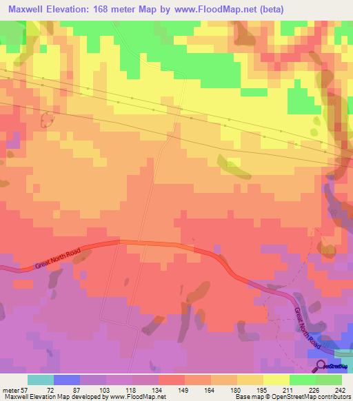 Maxwell,New Zealand Elevation Map