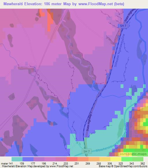 Mawheraiti,New Zealand Elevation Map