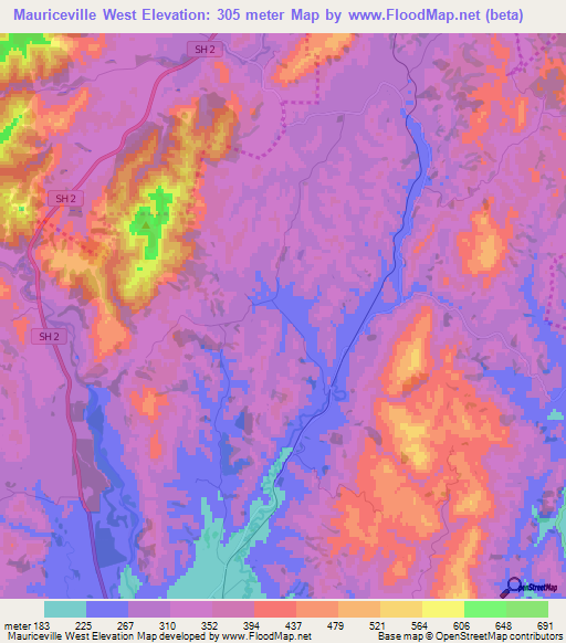 Mauriceville West,New Zealand Elevation Map