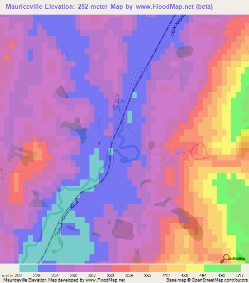 Mauriceville,New Zealand Elevation Map