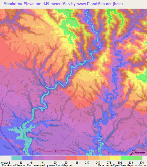 Matukuroa,New Zealand Elevation Map