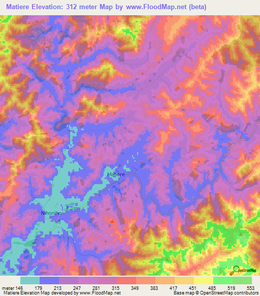 Matiere,New Zealand Elevation Map