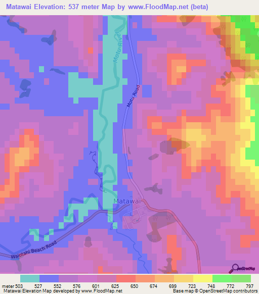 Matawai,New Zealand Elevation Map