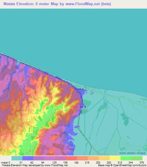 Matata,New Zealand Elevation Map