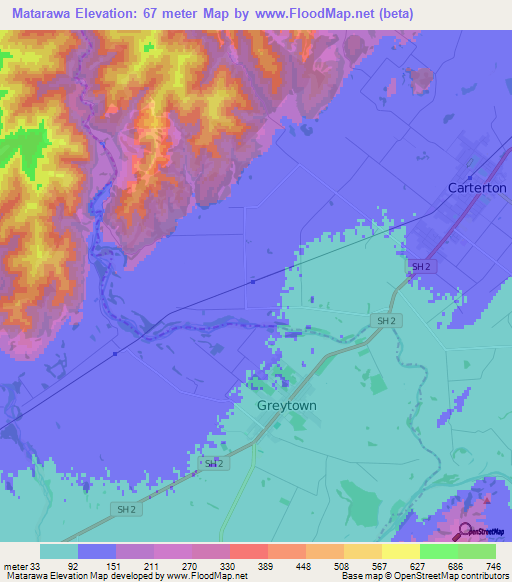 Matarawa,New Zealand Elevation Map