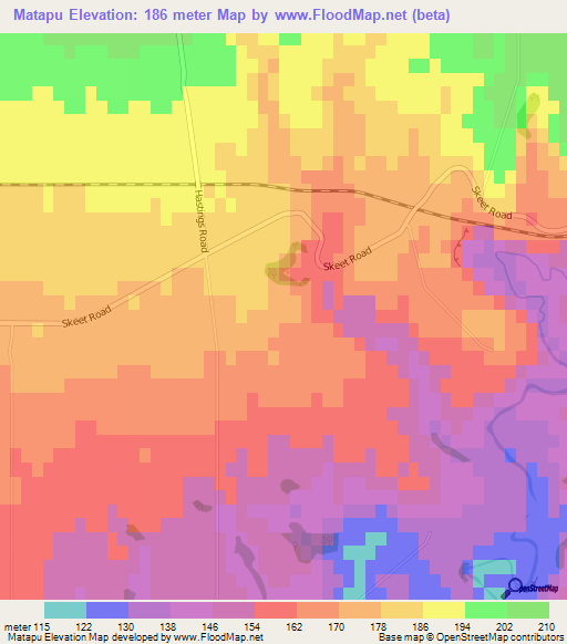 Matapu,New Zealand Elevation Map