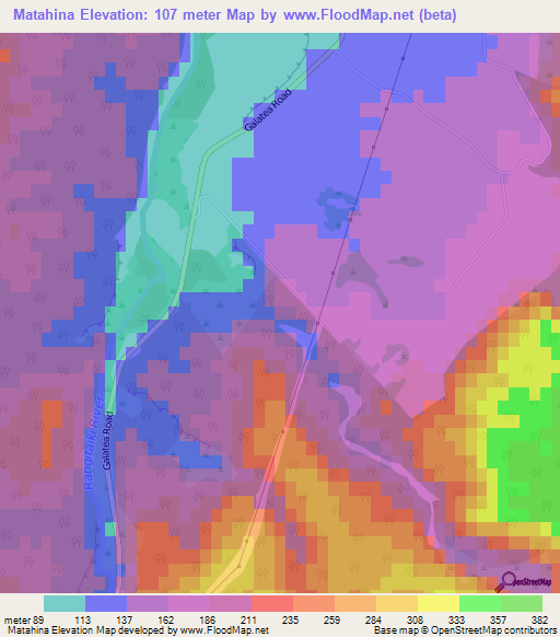 Matahina,New Zealand Elevation Map