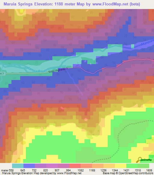 Maruia Springs,New Zealand Elevation Map