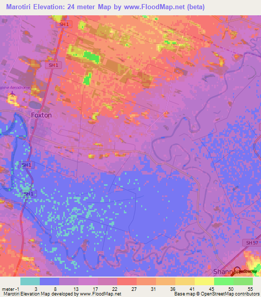 Marotiri,New Zealand Elevation Map