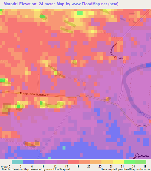 Marotiri,New Zealand Elevation Map