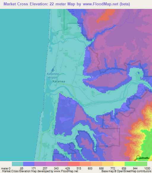 Market Cross,New Zealand Elevation Map