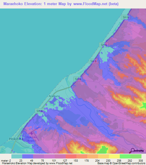 Maraehoko,New Zealand Elevation Map
