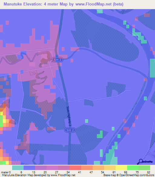Manutuke,New Zealand Elevation Map