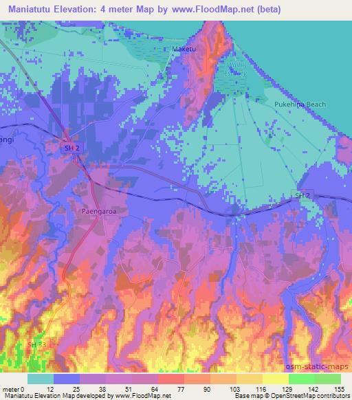 Maniatutu,New Zealand Elevation Map